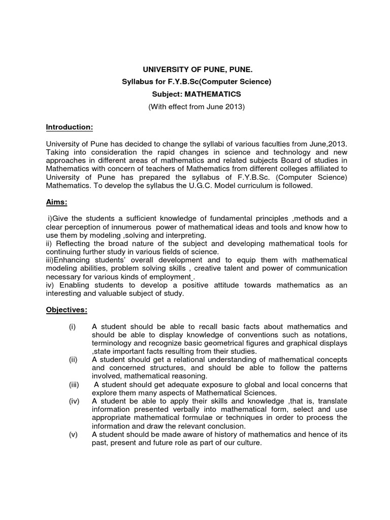 F.Y.B.Sc Computer Science Mathematics Syllabus | PDF | Graph Theory ...
