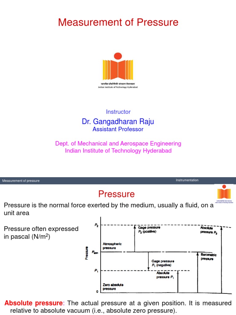 Measurement of pressure dr gangadharan raju pdf pressure