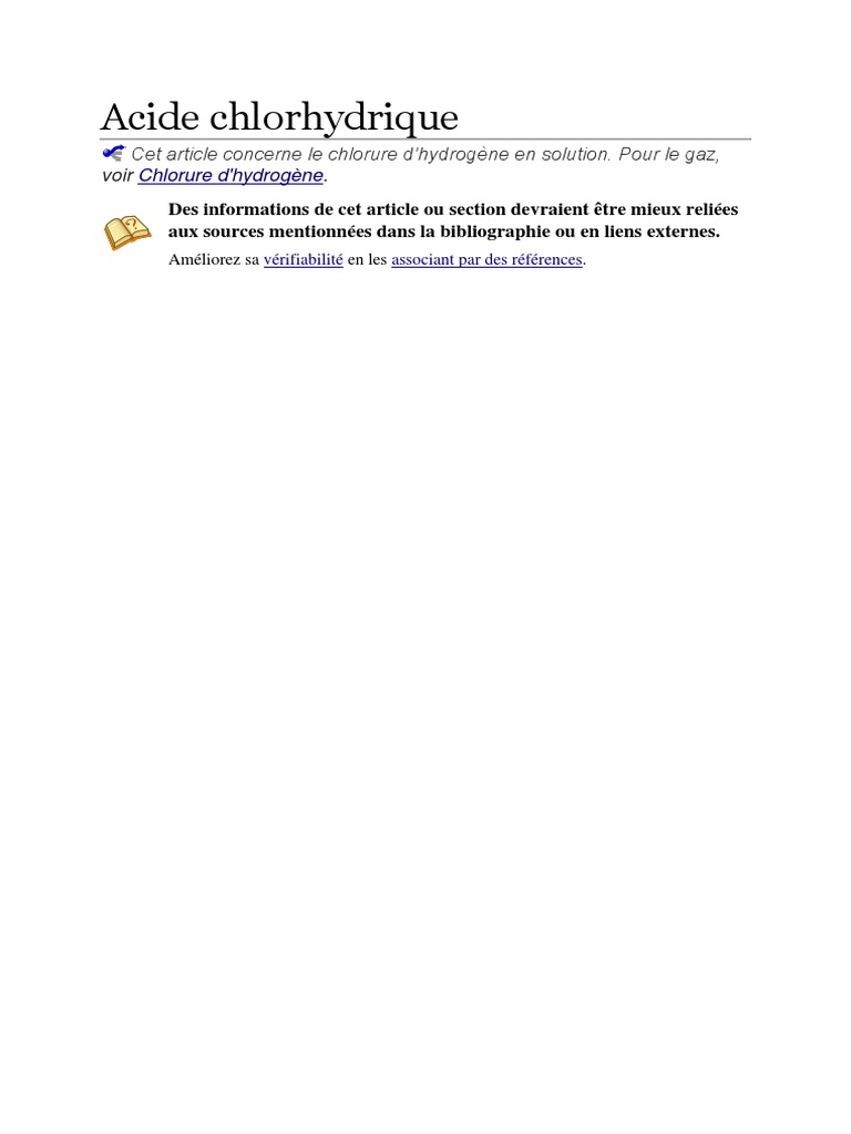 Propriétés et usages de l'acide chlorhydrique PDF Acide — free download