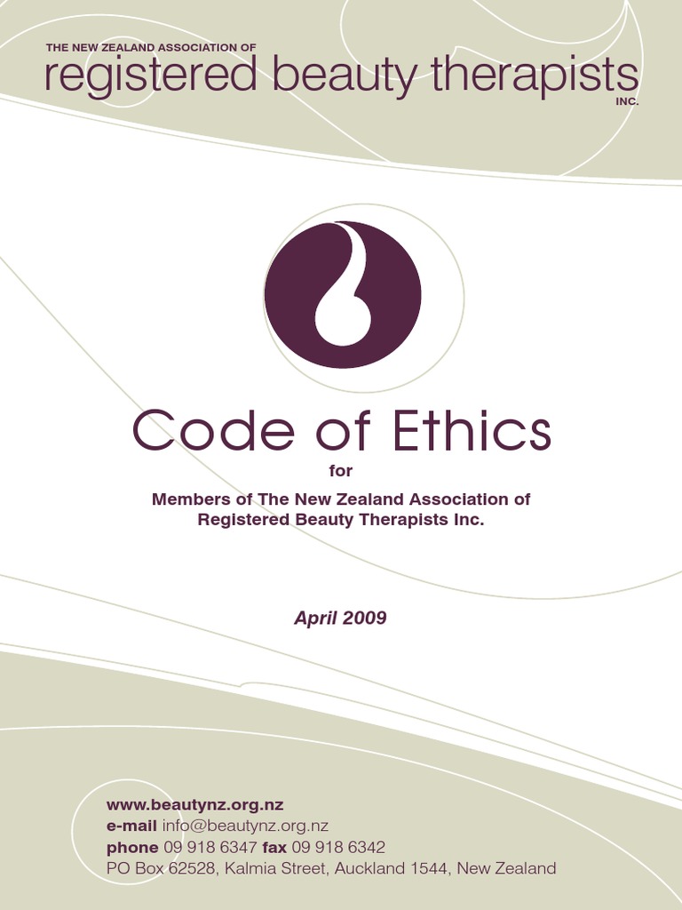 The New Zealand Association of Registered Beauty Therapists Inc. Code