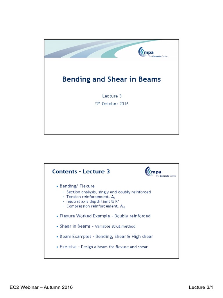 Lecture 3 Bending and Shear in Beams PHG A8 2oct16 | PDF | Bending ...