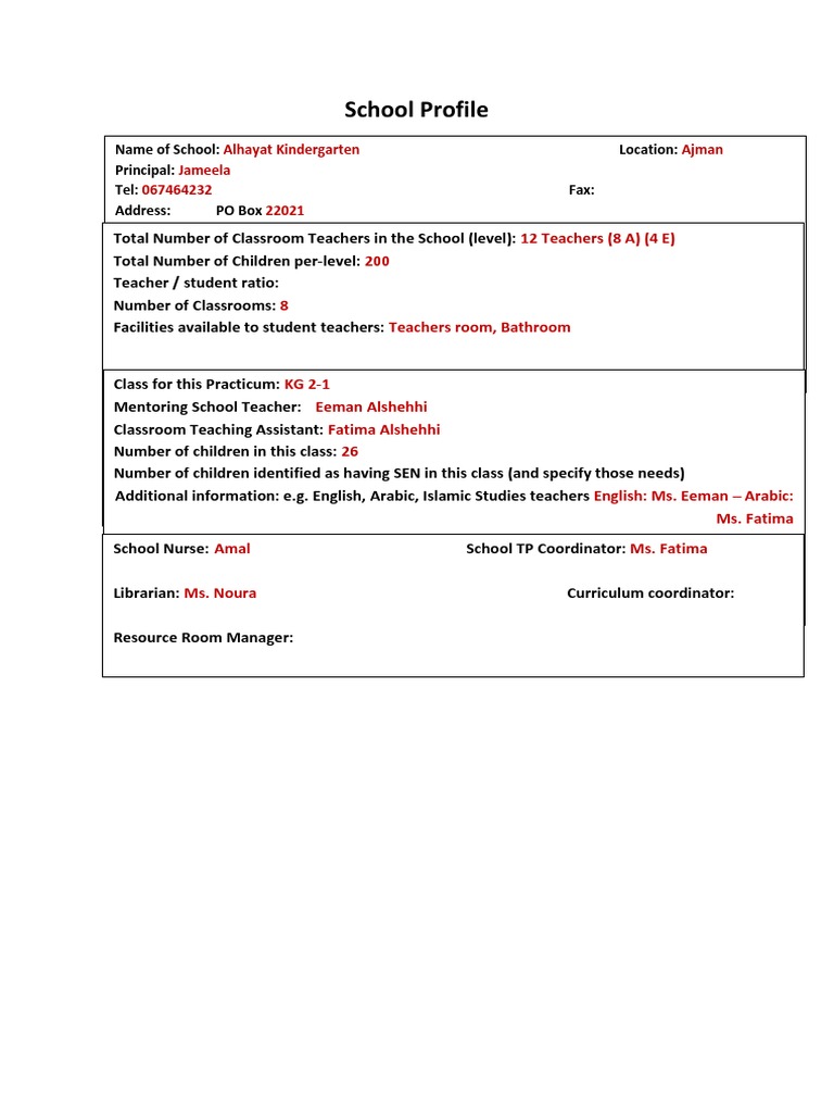 2 School Profile | PDF | Teaching | Teachers