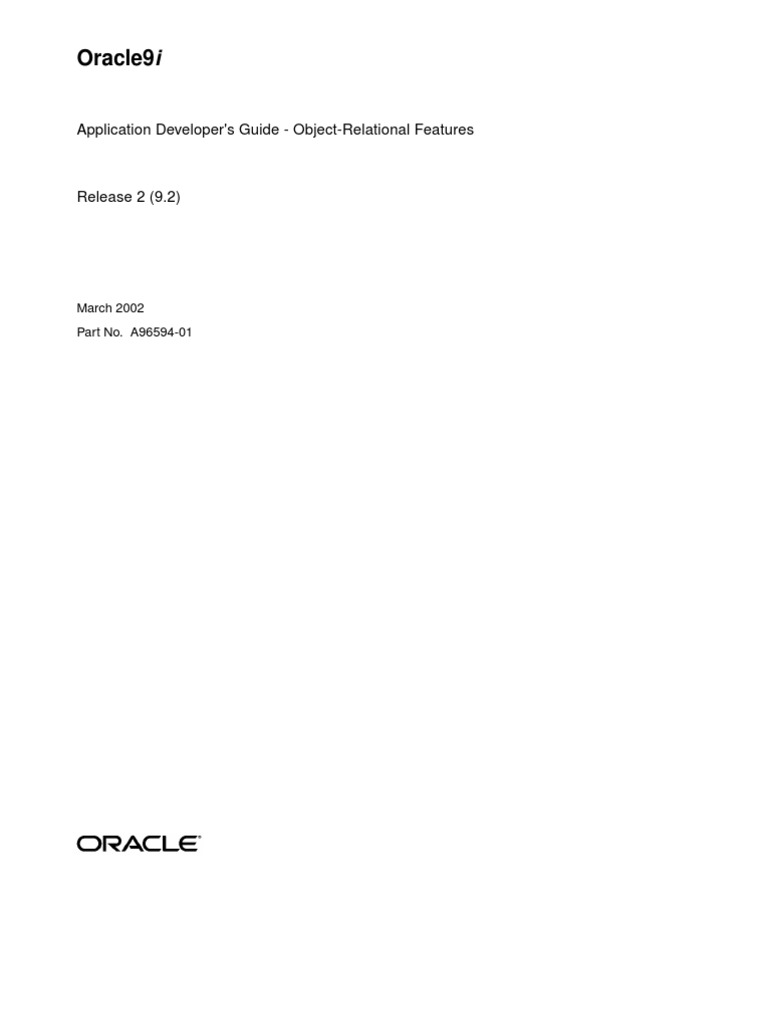 Oracle9: Application Developer's Guide - Object-Relational Features | PDF
