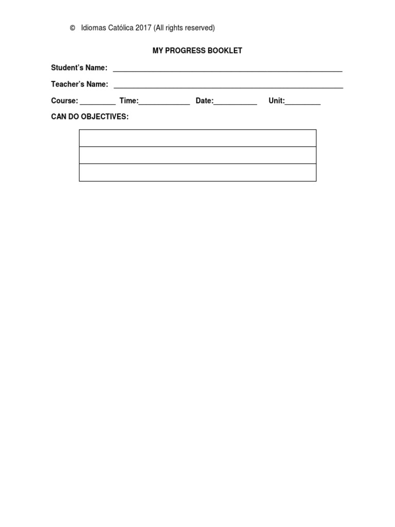 MY PROGRESS BOOKLET TEMPLATE v.3 PDF | PDF