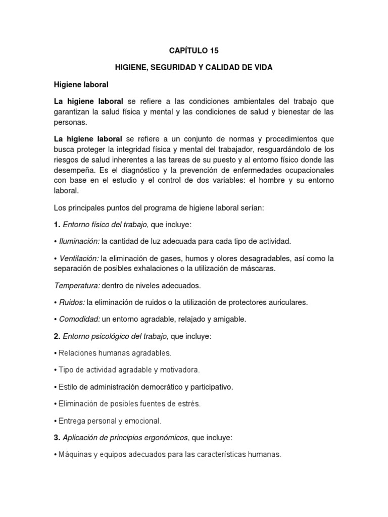 Protocolos de Higiene y Seguridad Laboral | PDF | Estrés (biología ...
