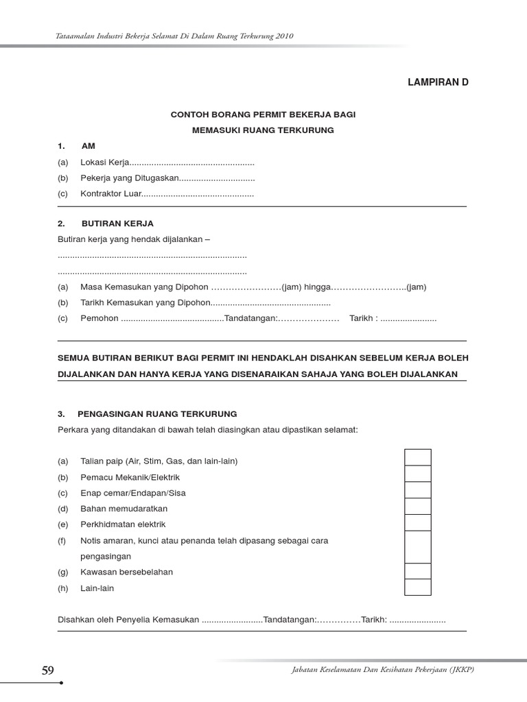 Permit Kerja Ruang Terkurung | PDF