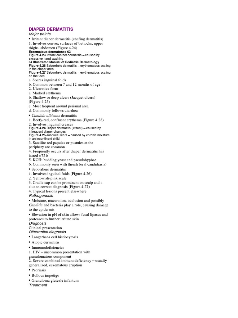 Diaper Dermatitis Major Points PDF Dermatitis Candidiasis