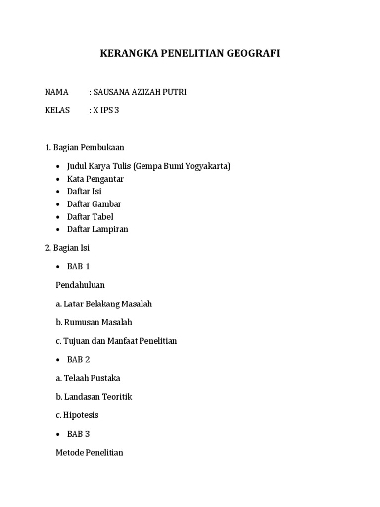 Kerangka Penelitian Geografi