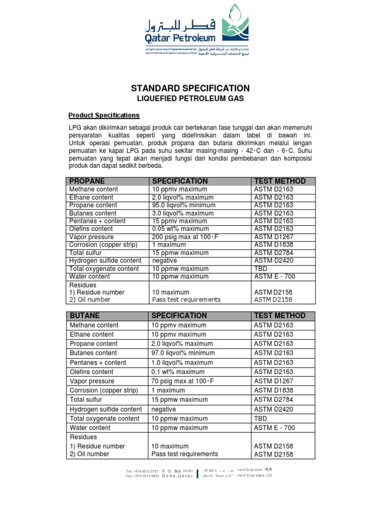 Lpg Standard Specification Propane Liquefied Petroleum Gas Free