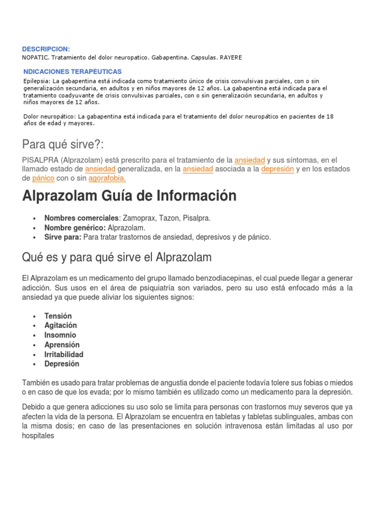 Pisalpra Alprazolam Pastillas
