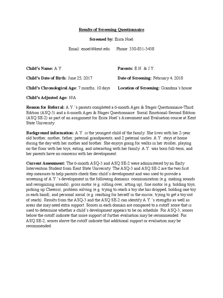 Asq Report | PDF | Human Development | Psychological Concepts