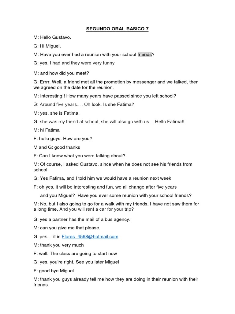School Reunion Conversation Insights | PDF