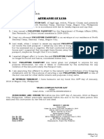 Affidavit describing lost Philippine passport