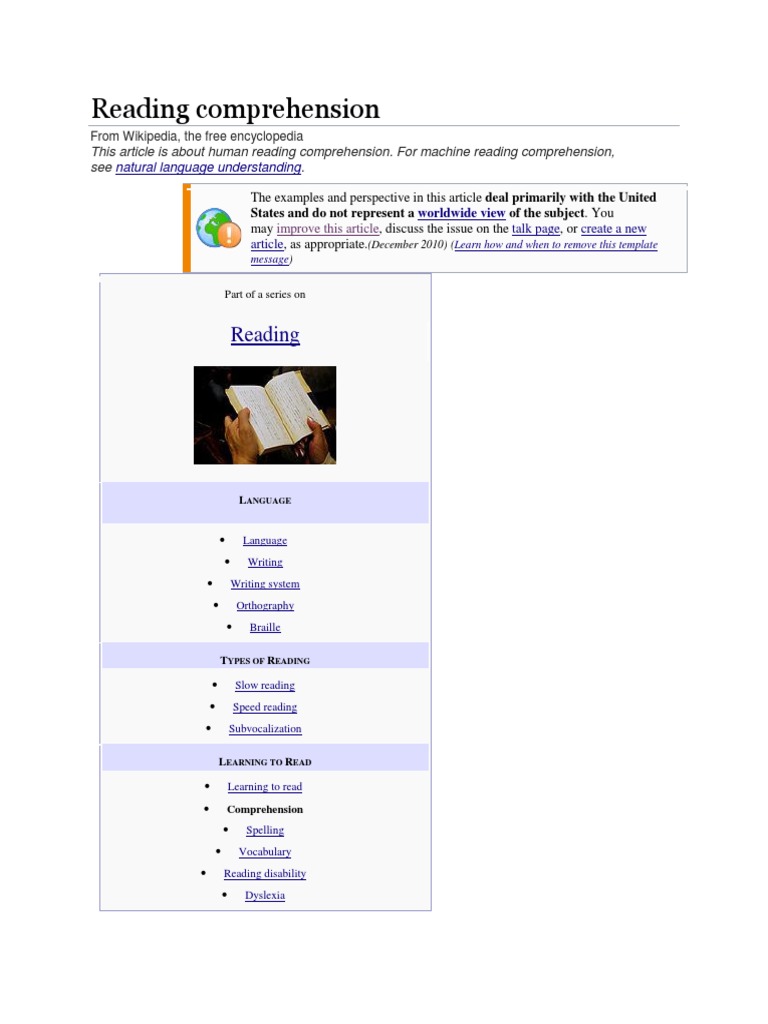 Reading Comprehension | PDF | Reading Comprehension | Reading (Process)