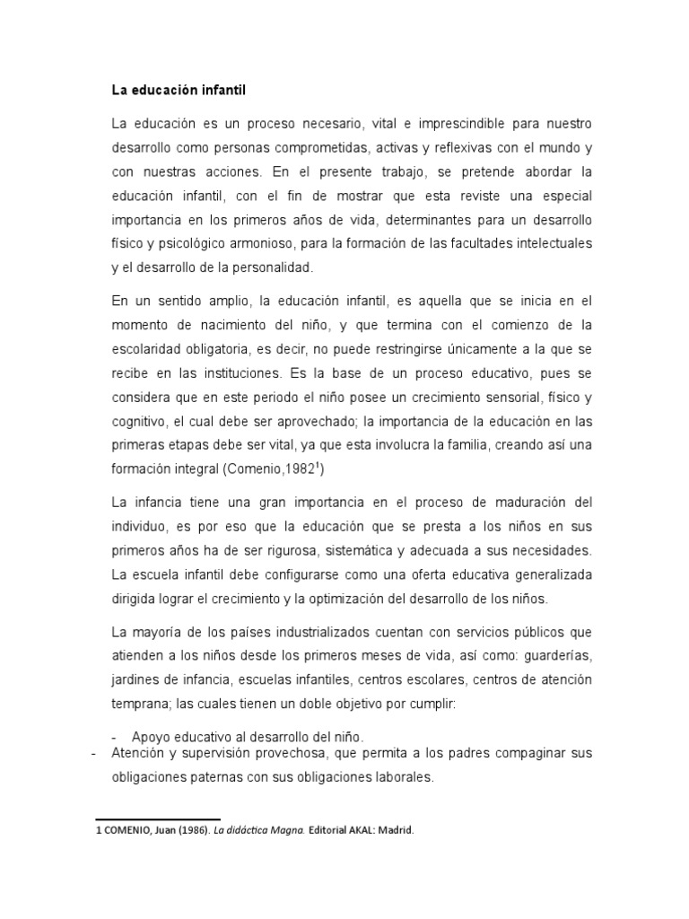 Importancia de la Educación Infantil | PDF | Guardería | Jardín de infancia