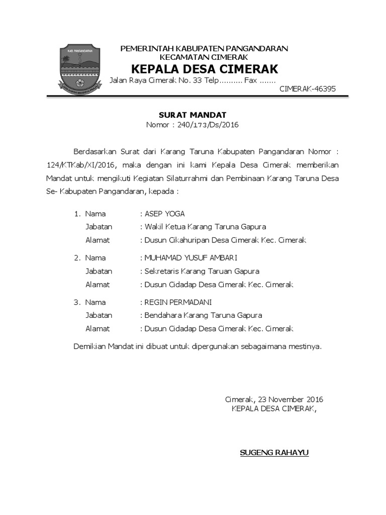 Surat Mandat