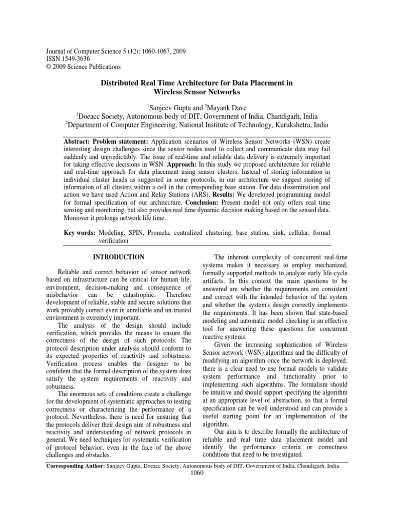 Distributed Real Time Architecture For D PDF | PDF | Wireless Sensor ...