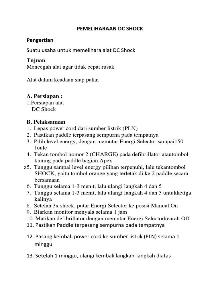Panduan Pemeliharaan Alat DC Shock | PDF