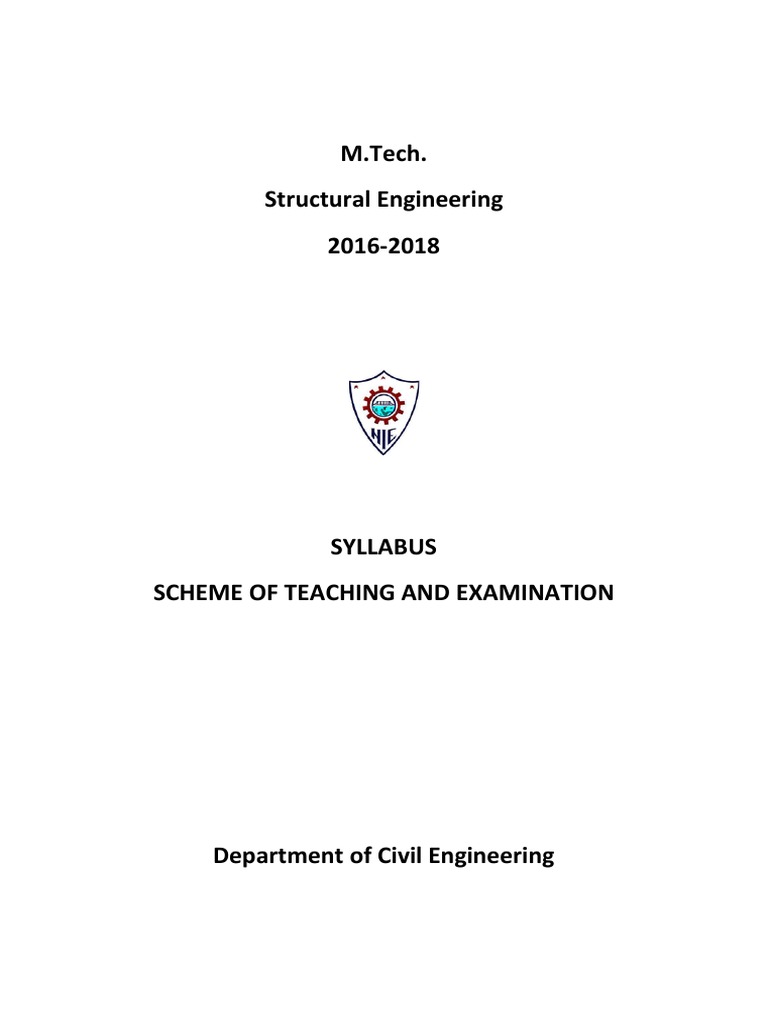 M.Tech Structural Engineering Syllabus 2016-2018 | PDF | Partial ...
