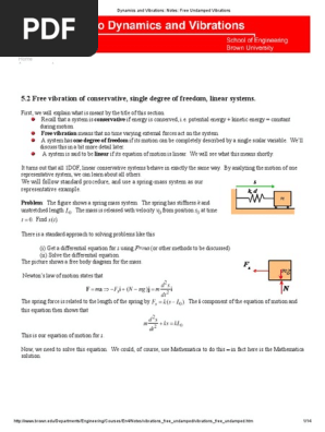 Dynamics and Vibrations_ Notes_ Free Undamped Vibrations