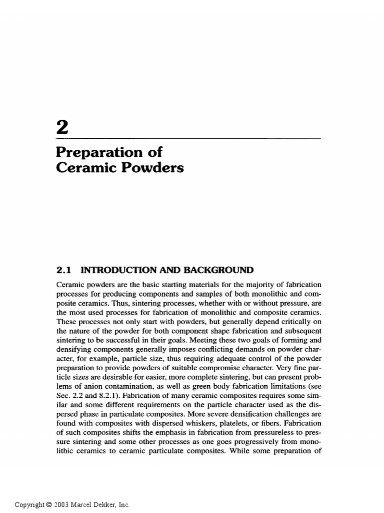 Preparation of Ceramic Powders: 2.1 Introduction and Background | PDF ...