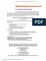 Internship For Sales & Marketing Students - TELE-PAPER (M) SDN BHD
