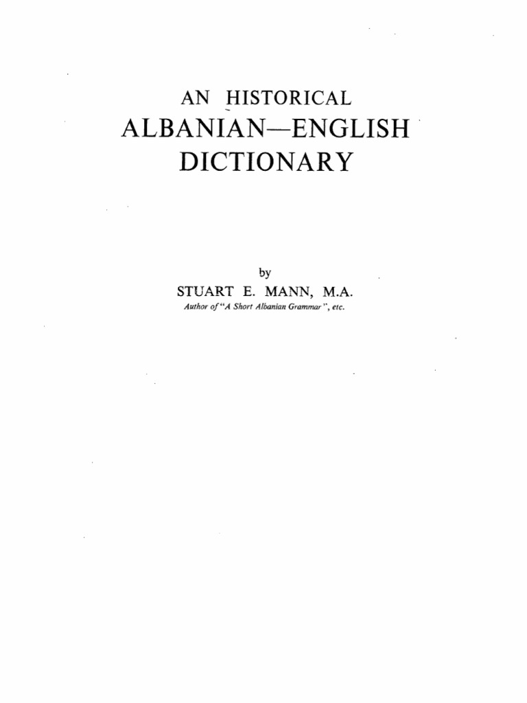 Stuart Mann Historical Dictionary Albanian English PDF Albania Linguistics image