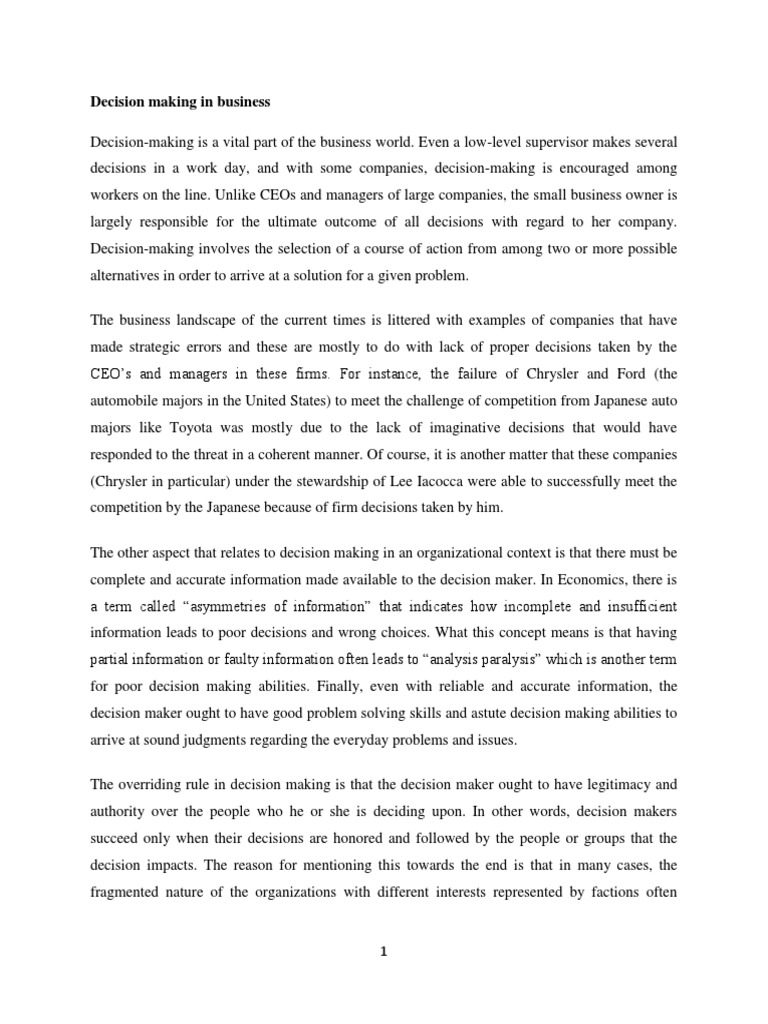 Business Decision Making Essentials | PDF | Credit (Finance) | Working ...