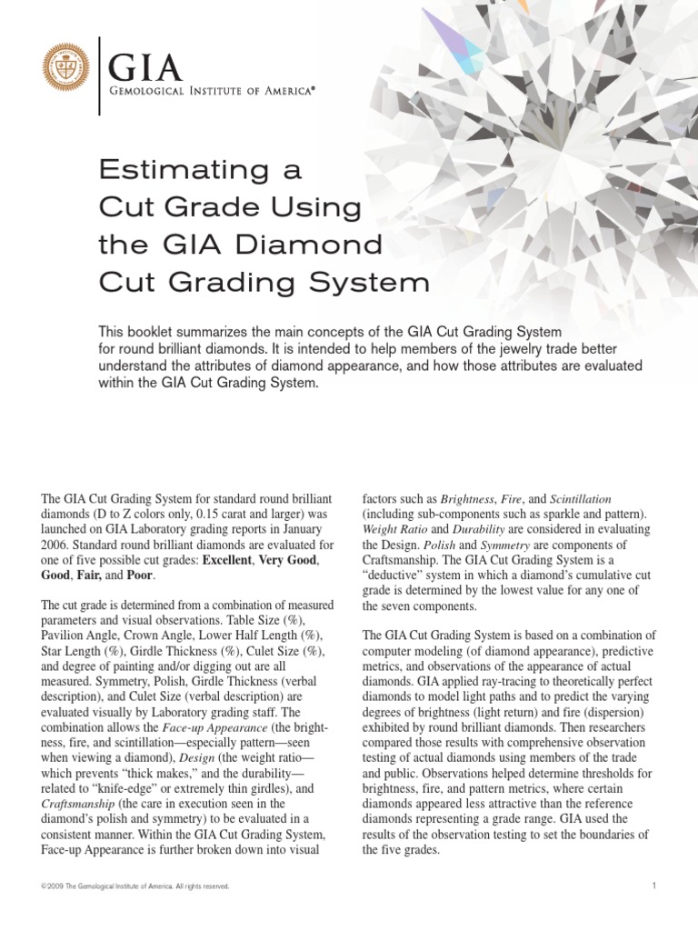 Estimating Cut Grade 0booklet | PDF | Gemstone | Jewellery Components