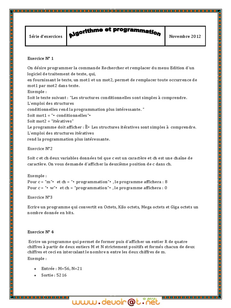 Exercices de programmation en Python | PDF