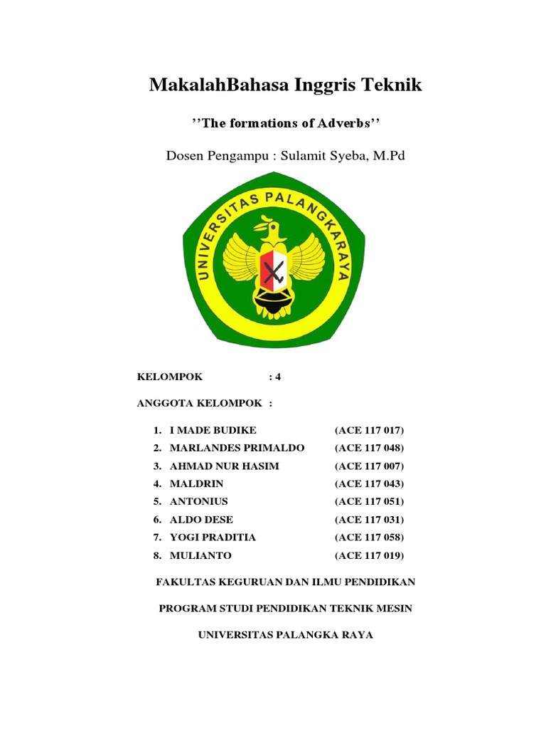 Makalah Bahasa Inggris Teknik Kata Keterangan Predikat Tata Bahasa