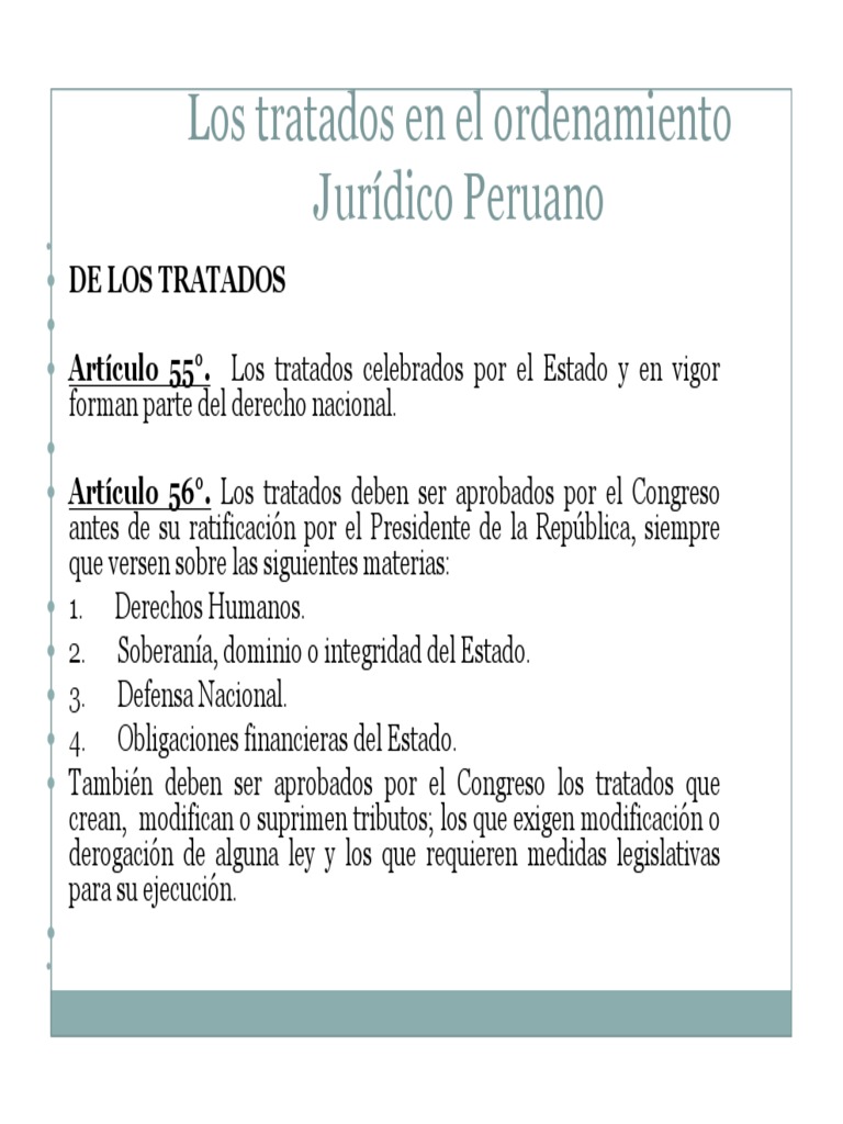 Tratados en el Ordenamiento Jurídico Peruano | PDF | Constitución ...