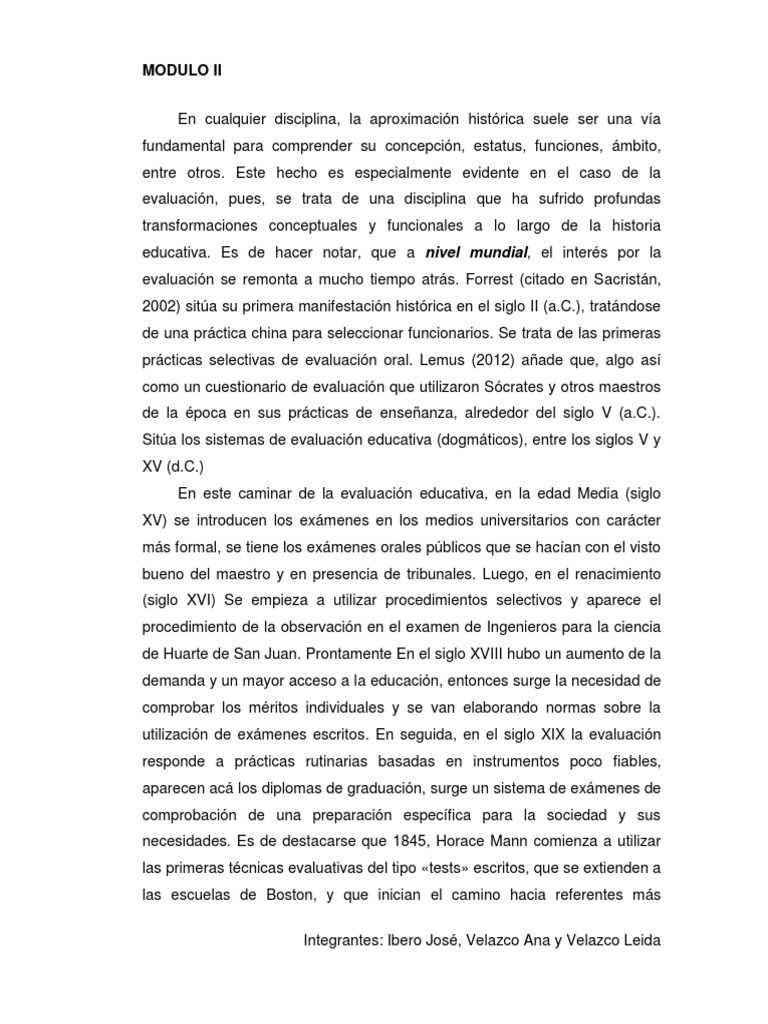 Evolución de la Evaluación Educativa | PDF | Evaluación | Prueba ...