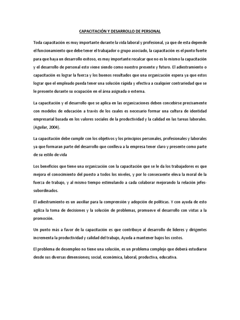 Capacitación y Desarrollo del Personal | PDF | Toma de decisiones ...