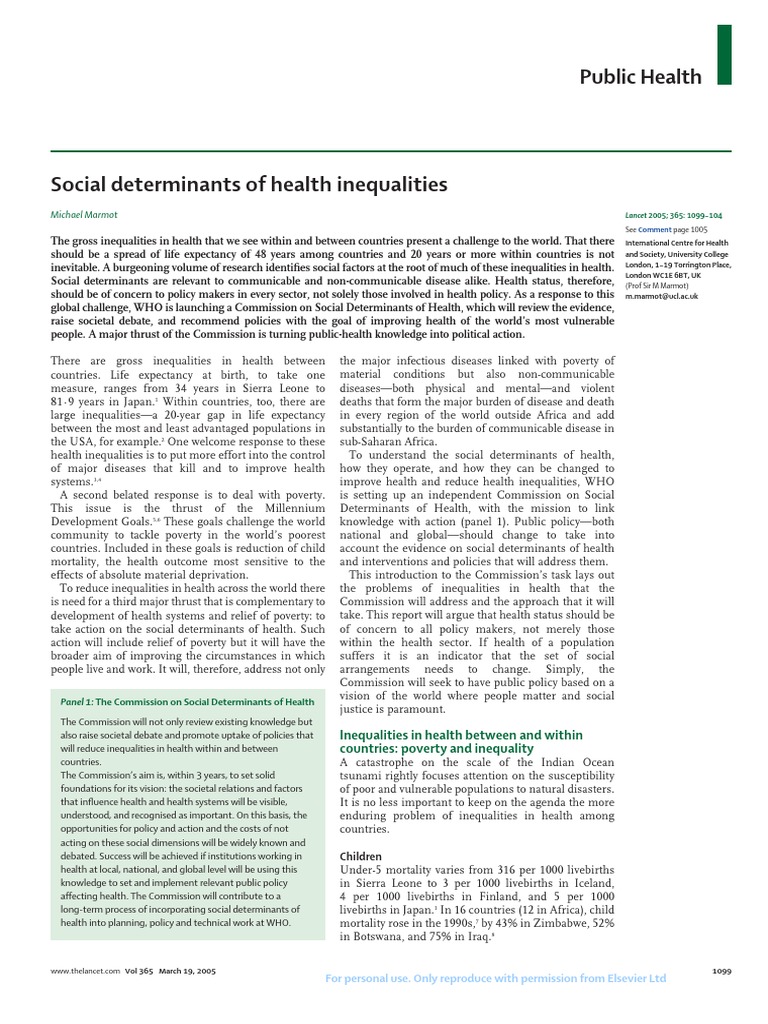 Marmot-Social Determinants of Health Inqualities PDF | PDF | Poverty ...