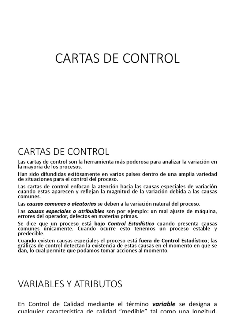 Cartas de Control de Calidad | PDF | Calidad (comercial) | Estadísticas