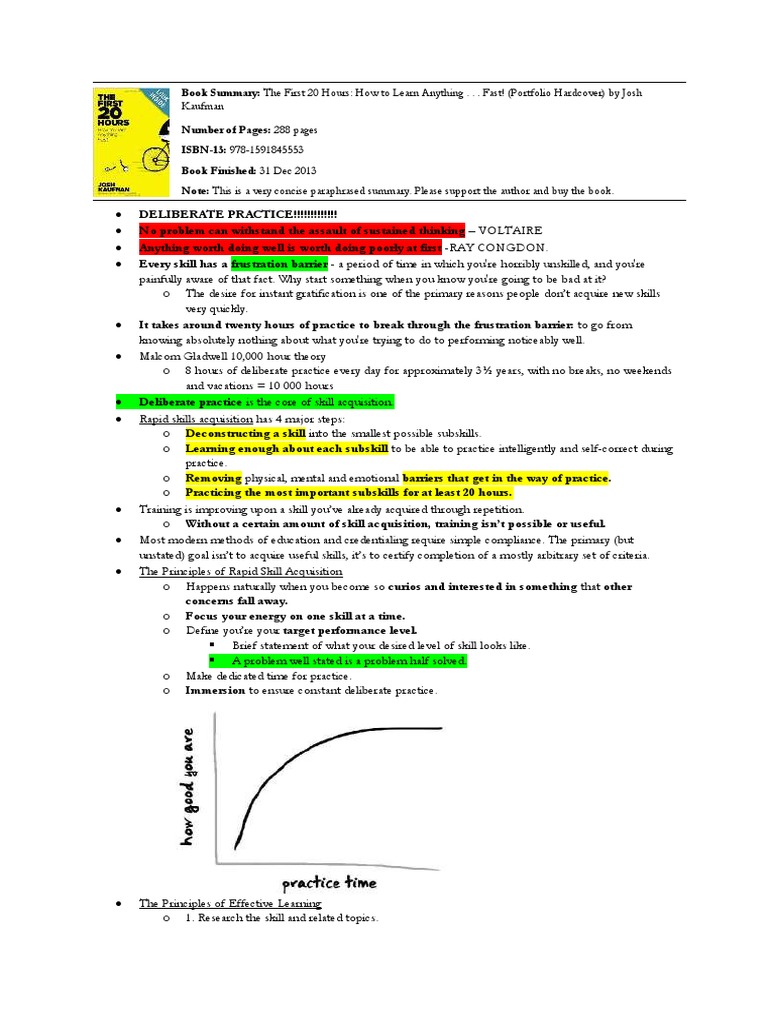 Book summary the first 20 hours pdf speed reading