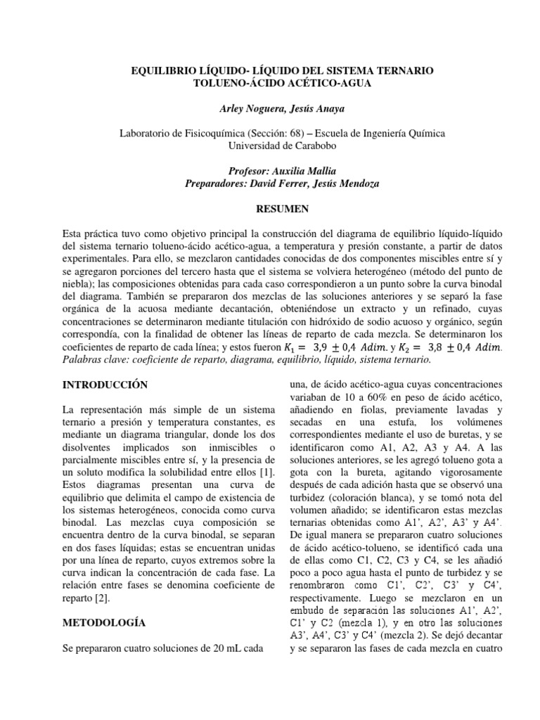 Informe Liquido Liquido PDF | PDF | Valoración | Química
