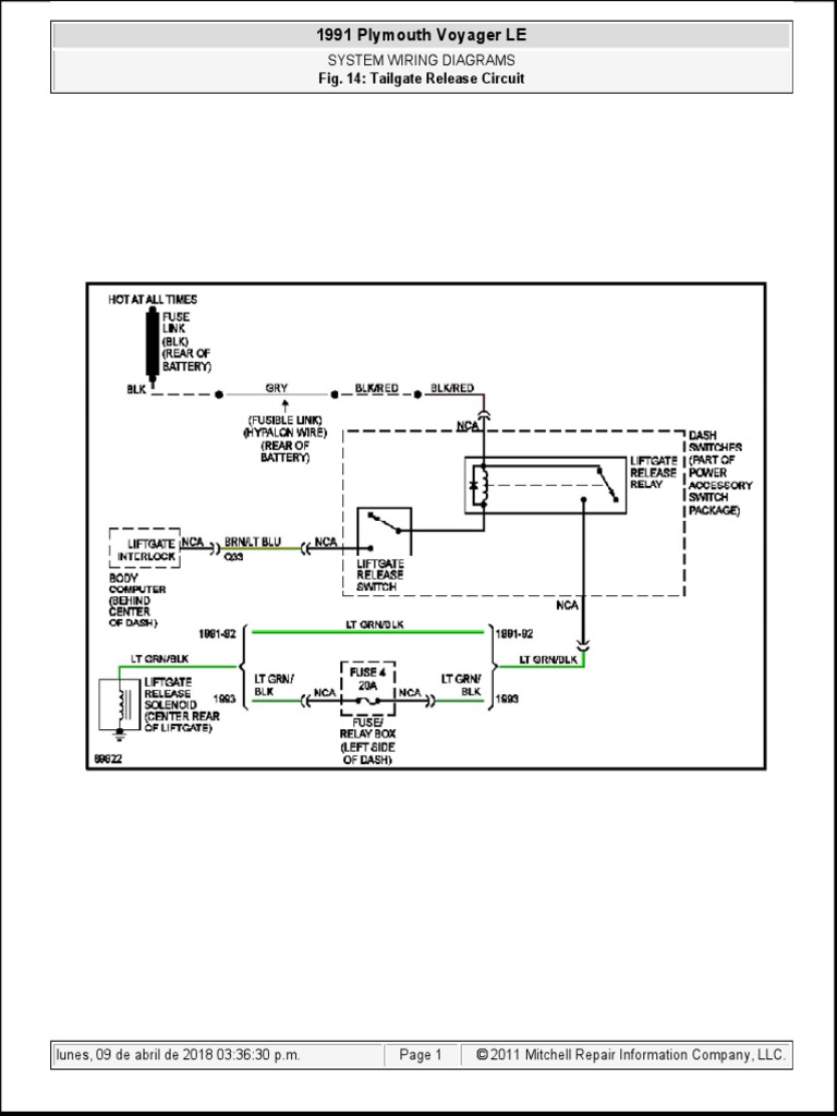 1991 Plymouth Voyager LE 1991 Plymouth Voyager LE: System Wiring