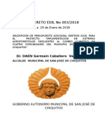 Decreto Edil 003-2018 Inscripcion Adicional de Presupuesto