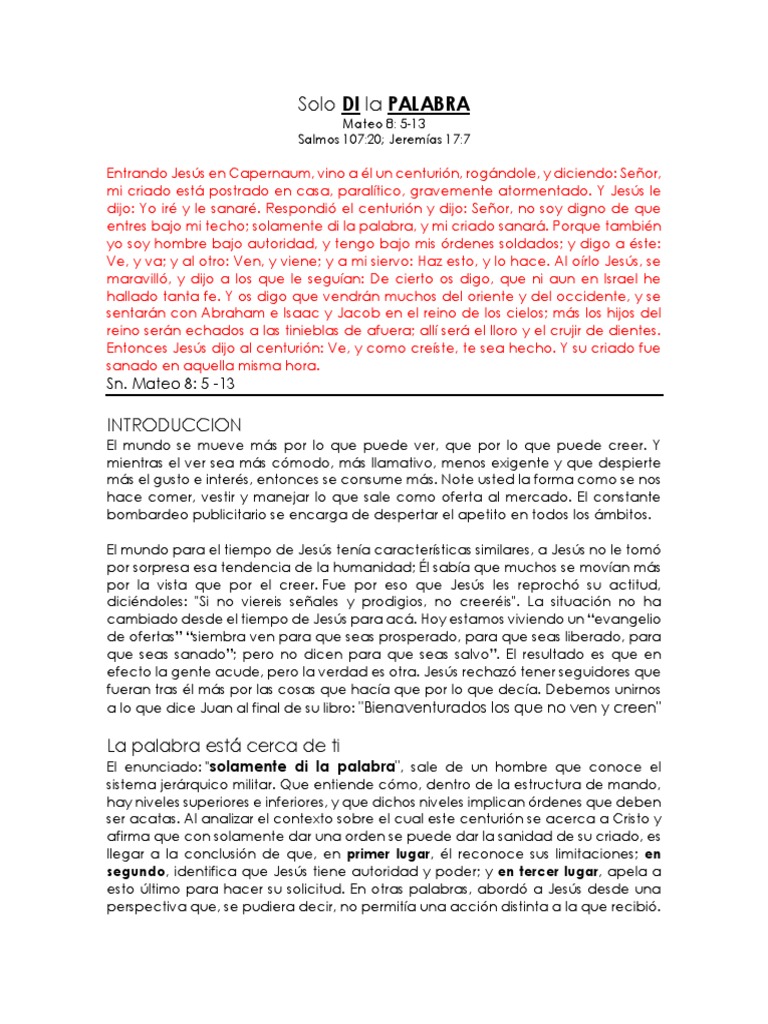Solo DI La PALABRA PDF | PDF | Fe | Jesús, image size:768x1024