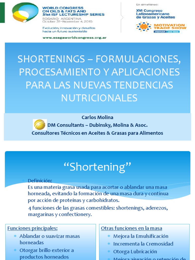 Usos de Shortening en Galletera, Panadera, Helados y Frituras PDF