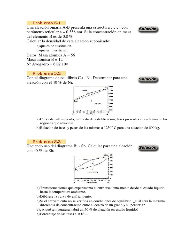 Problemas de Diagramas de Fase y Aleaciones | PDF | Estaño | Aluminio