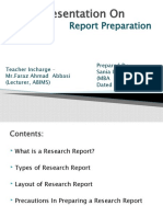 Presentation On: Report Preparation