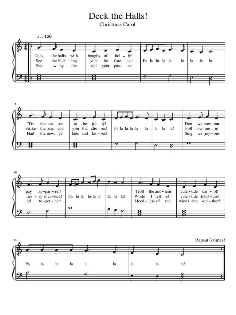 Deck The Halls Easy | PDF | Holidays | Traditional Music