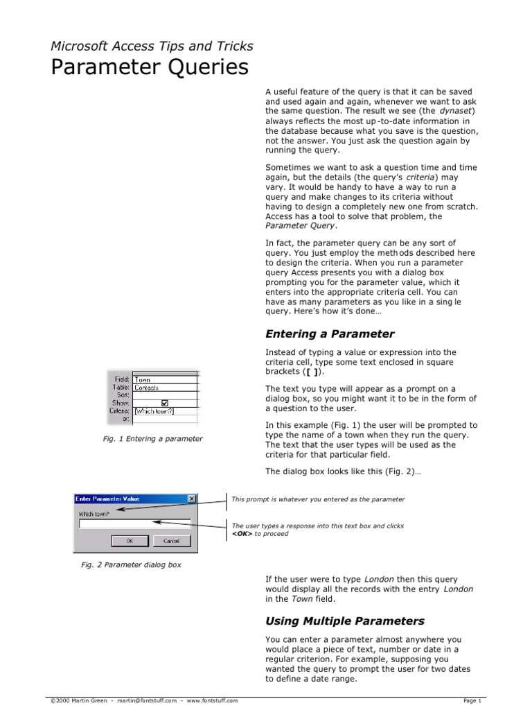 Accessing and Using Parameter Queries | PDF