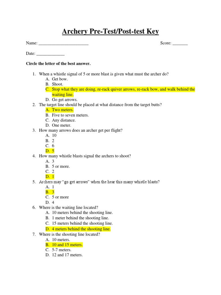 archery pre test Archery Bow And Arrow