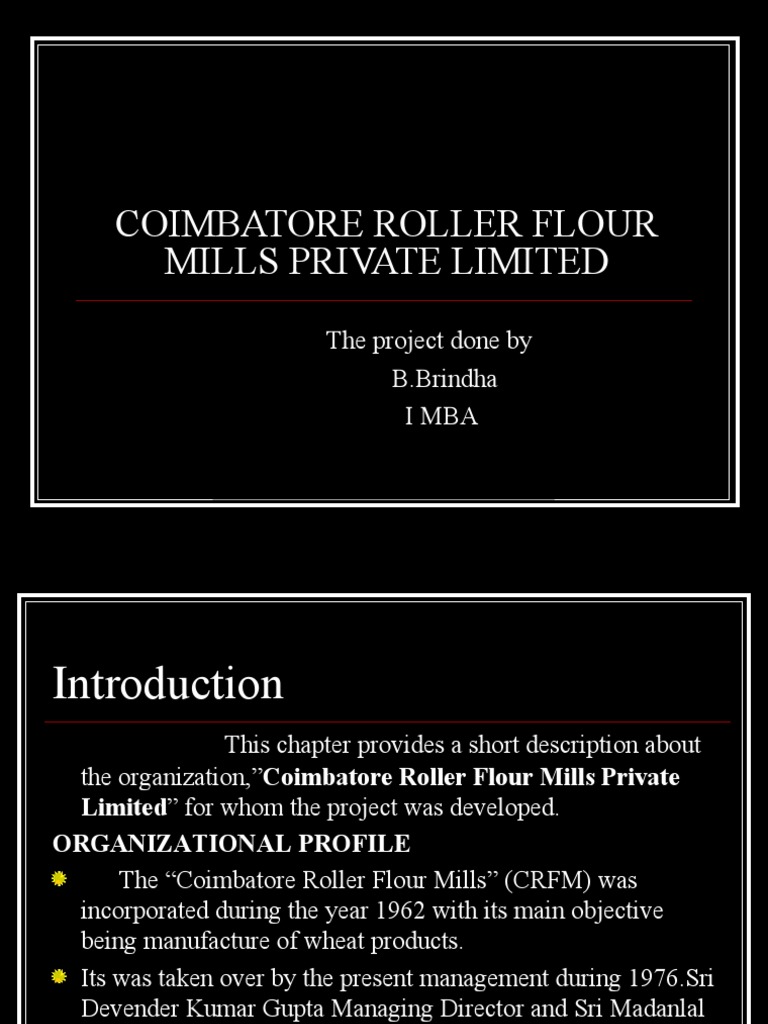 Coimbatore Roller Flour Mills Private Limited PDF Banks Flour
