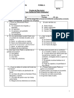 Prueba de Plan Lector Las Vueltas de Pedro Urdemales- Forma A