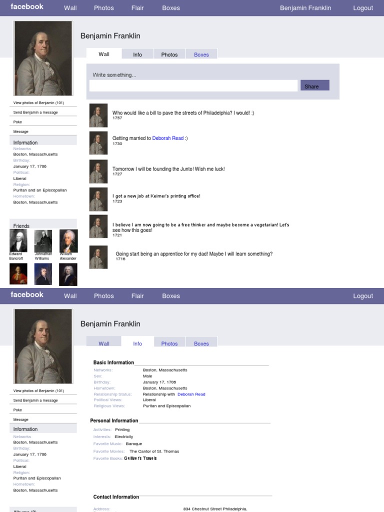 m8 Historical Facebook | PDF | Benjamin Franklin | Facebook